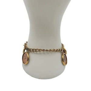 Canada 1969 1 Cent Coin Charm Chain Bangle Bracelet Gold Tone Vintage